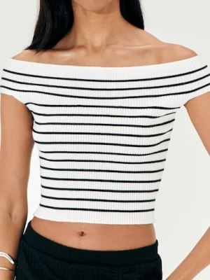 Sinsay - Sweter z odkrytymi ramionami z prążkowanej dzianiny - wielobarwny