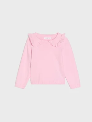 Sinsay - Sweter z ozdobną falbanką - różowy