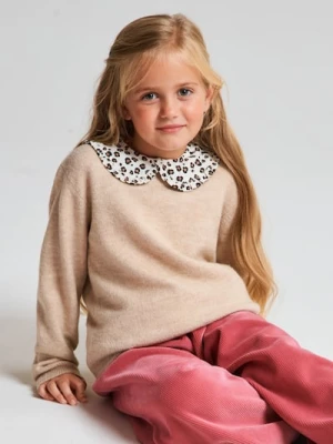 Sinsay - Sweter z ozdobnym kołnierzykiem - beżowy