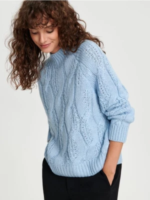 Sinsay - Sweter z ozdobnym splotem - błękitny
