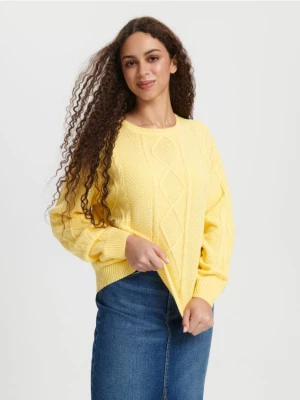 Sinsay - Sweter z ozdobnym splotem - żółty
