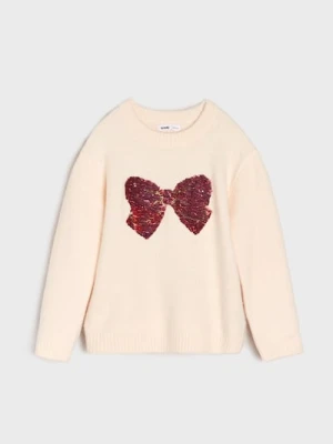 Sinsay - Sweter z ozdobnymi cekinami - kremowy