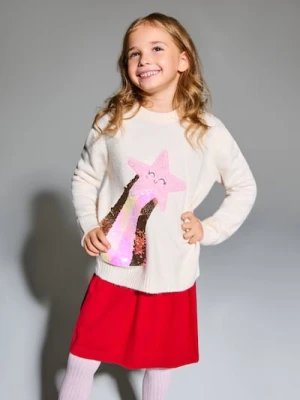 Sinsay - Sweter z ozdobnymi cekinami - kremowy