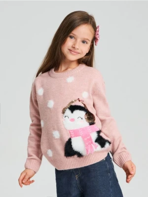 Sinsay - Sweter z ozdobnymi cekinami - różowy