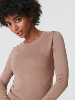 Sinsay - Sweter z ozdobnymi guzikami - beżowy