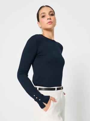 Sinsay - Sweter z ozdobnymi guzikami - granatowy