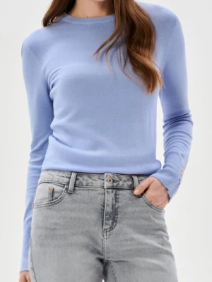 Sinsay - Sweter z ozdobnymi guzikami na mankietach - niebieski