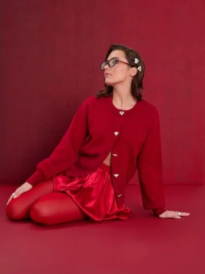 Sinsay - Sweter z ozdobnymi guzikami - czerwony