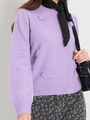 Sinsay - Sweter z ozdobnymi kwiatkami - różowy