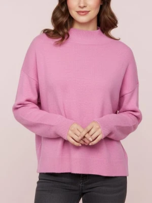 Sinsay - Sweter z półgolfem i długim rękawem z domieszką wełny - różowy