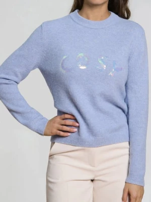 Sinsay - Sweter z połyskującymi cekinami z domieszką wełny - błękitny