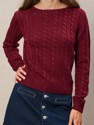 Zdjęcie produktu Sinsay - Sweter z warkoczowym splotem - bordowy
