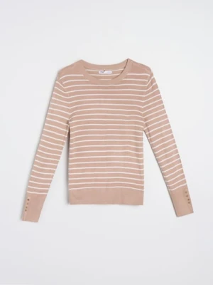 Sinsay - Sweter z wiskozą w paski - beżowy