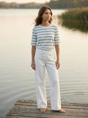 Sinsay - Sweter z wiskozą w paski - zielony