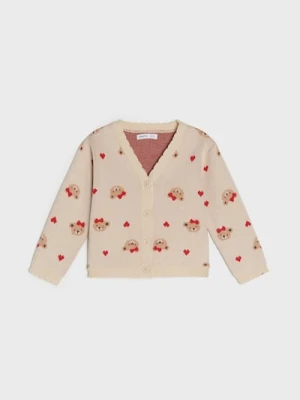 Sinsay - Sweter zapinany na guziki z domieszką wiskozy - kremowy