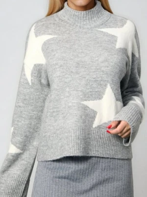 Sinsay - Sweter ze wzorem w gwiazdy - szary