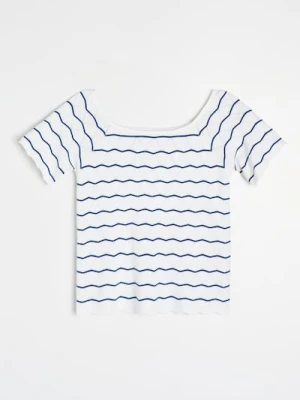 Sinsay - Swetrowa bluzka z krótkim rękawem i wiskozą - wielobarwny