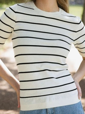 Sinsay - Swetrowa bluzka z krótkim rękawem - wielobarwny