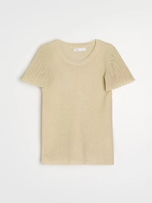 Sinsay - Swetrowa bluzka z metalizowaną nicią i wiskozą - złoty