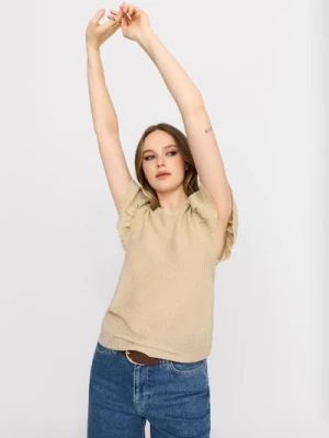 Sinsay - Swetrowa bluzka z metalizowaną nicią i wiskozą - złoty