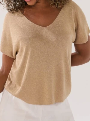 Sinsay - Swetrowa bluzka z metalizowaną nicią - złoty