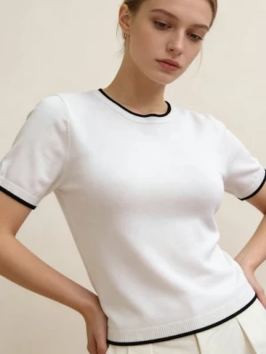 Sinsay - Swetrowa bluzka z wiskozą - biały