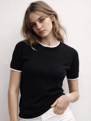 Sinsay - Swetrowa bluzka z wiskozą - czarny