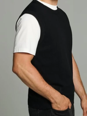 Sinsay - Swetrowa kamizelka z bawełny - czarny