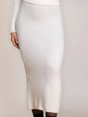 Sinsay - Swetrowa spódnica midi z rozcięciem - kremowy