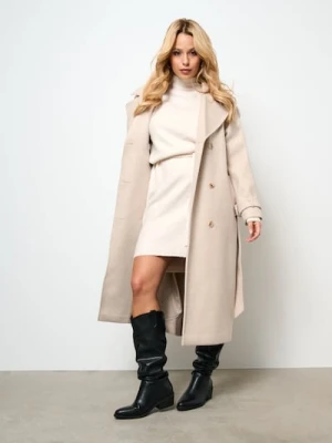 Sinsay - Swetrowa sukienka - kremowy