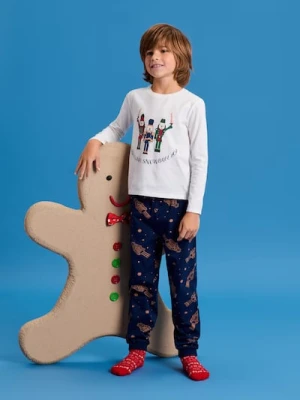 Sinsay - Świąteczna piżama dwuczęściowa z motywem dziadków do orzechów - kremowy