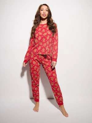 Sinsay - Świąteczna piżama dwuczęściowa z motywem pierniczków - czerwony