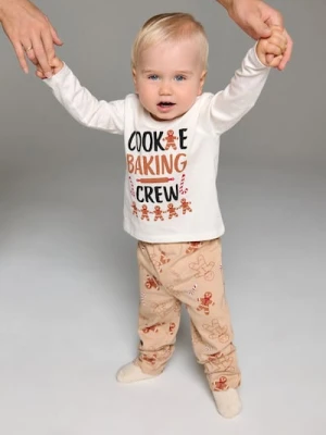 Sinsay - Świąteczna piżama dwuczęściowa z motywem pierniczków - kremowy