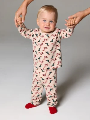 Sinsay - Świąteczna piżama dwucześciowa z nadrukiem piesków - beżowy