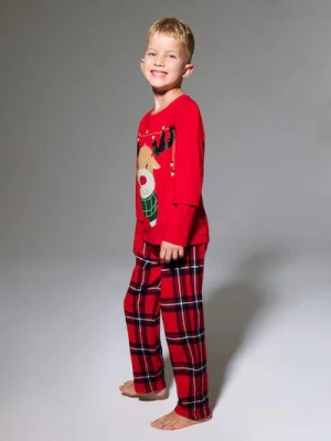 Sinsay - Świąteczna piżama dwuczęściowa z nadrukiem renifera - czerwony