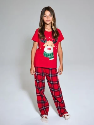 Sinsay - Świąteczna piżama dwuczęściowa z nadrukiem renifera - czerwony