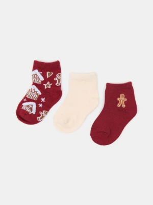 Sinsay - Świąteczne skarpetki z bawełną 3 pack - wielobarwny