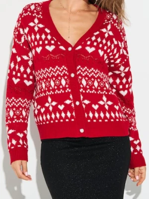 Sinsay - Świąteczny kardigan z sercami i zimowym deseniem - wielobarwny