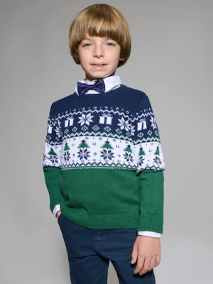 Sinsay - Świąteczny sweter w skandynawski wzór z choinkami i prezentami - zielony