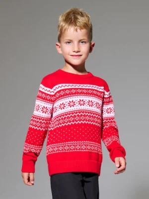 Sinsay - Świąteczny sweter w skandynawski wzór ze śnieżynkami - czerwony
