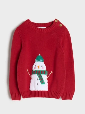 Sinsay - Świąteczny sweter z bałwankiem - czerwony