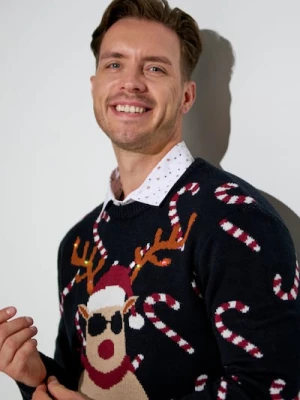 Sinsay - Świąteczny sweter z lampkami świecącymi - czarny