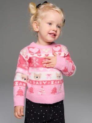 Sinsay - Świąteczny sweter z misiami, sercami i choinkami - wielobarwny