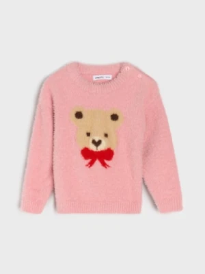 Sinsay - Świąteczny sweter z misiem i kokardą - różowy