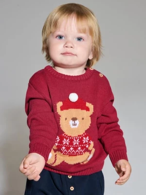 Sinsay - Świąteczny sweter z misiem w sweterku - bordowy