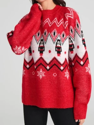 Sinsay - Świąteczny sweter z motywem dziadków do orzechów - czerwony