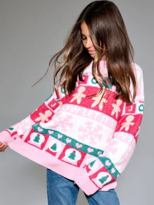 Sinsay - Świąteczny sweter z motywem pierniczków i choinek - wielobarwny