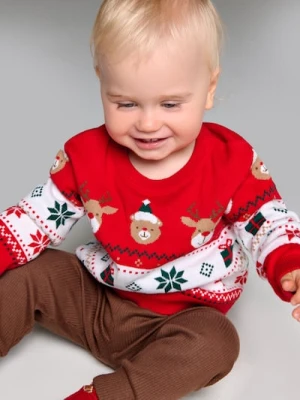 Sinsay - Świąteczny sweter z reniferami i prezentami - czerwony