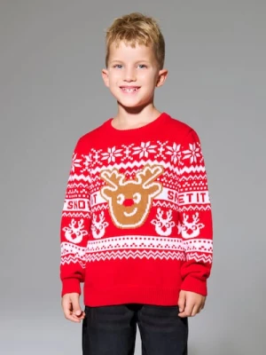 Sinsay - Świąteczny sweter z reniferem - czerwony