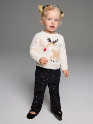 Sinsay - Świąteczny sweter z reniferem - kremowy